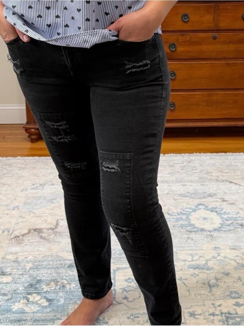 GAP Black Distressed Skinny Jeans